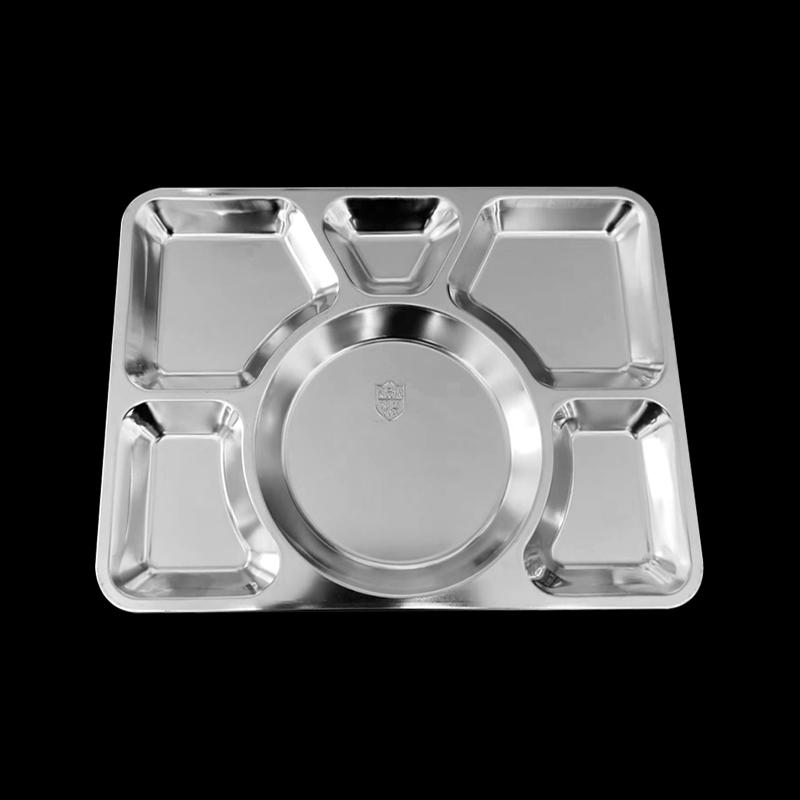 304 Stainless Steel 6-Compartment Deep Meal Tray