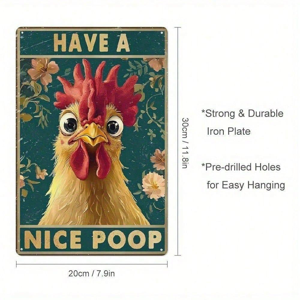Funny Chicken Tin Sign 8x12 Inch Rustic Farmhouse Metal Wall Art Home Decor