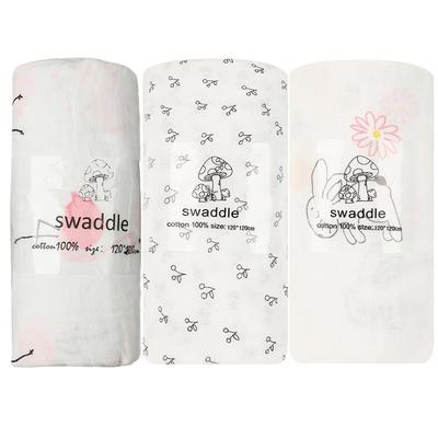 Musselin Babywickeltücher, Baby-Badetücher, Babydecken, Stillabdeckungen, Babywickeltücher, Babyparty-Geschenke, 3er-Set, 120*120cm, 100% Baumwolle, für Mädchen