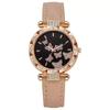 Douyin Fashion Seven-Butterfly Diamond Women's Leather Strap Watch
