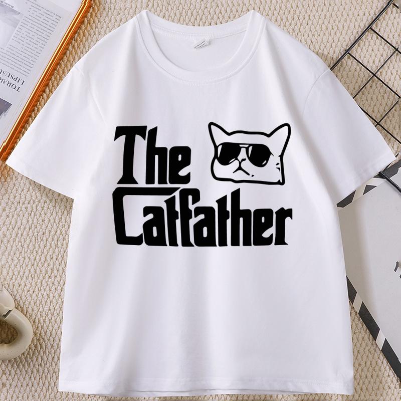 

The Cat Father T Shirt Unisex Cotton High Quality Tshirt Causal Short Sleeve Round Neck Tshirt Loose Printed Unisexs Women Clothing 4XL