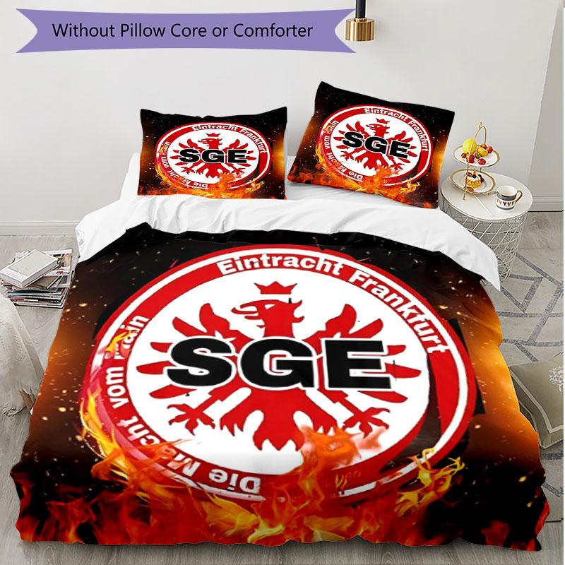 3-teiliges Bettbezug-Set (1 * Bettbezug + 2 * Kissenbezug, ohne Kern), Eintracht Frankfurt Print Weiches Ganzjahres-Bettwäscheset, Heim-Schlafzimmer-Dekoration Geschenk