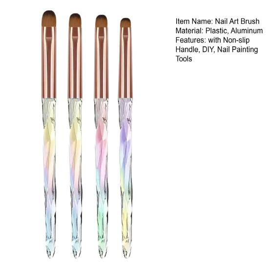 4Pcs/Set Nail Art Brushes with Non-slip Handle Women Nail Design Painting Brushes DIY Manicure Art Pens Nail Extension Gel Builder Brush Tools