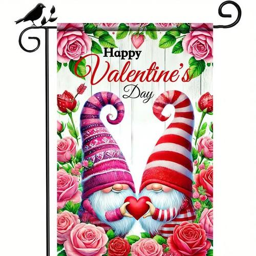BlissYard Happy Valentines Day Garden ags 12x18 Inch Double Sided Love Gnom... OOV