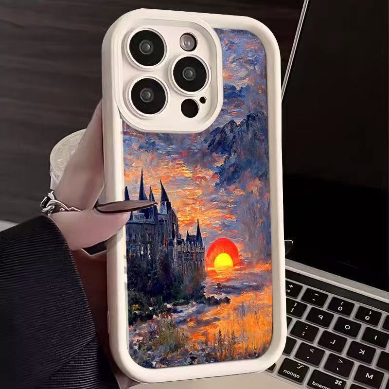 Personality Castle for Iphone17air Mobile Phone Case Apple 15 Anti-drop 16 Oil Painting 13promax New 14x