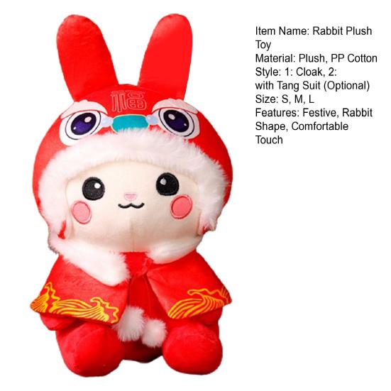 Entzückendes festliches dekoratives weiches 2023 Neujahrs-Tang-Anzug-Hasen-Stofftier für Kinder Plüschhase