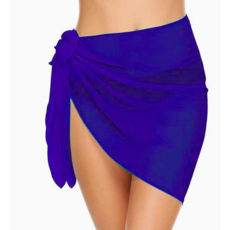 Summer Chiffon Short Sarong Beach Skirt Solid Color Sunscreen Blouse Shawl Women