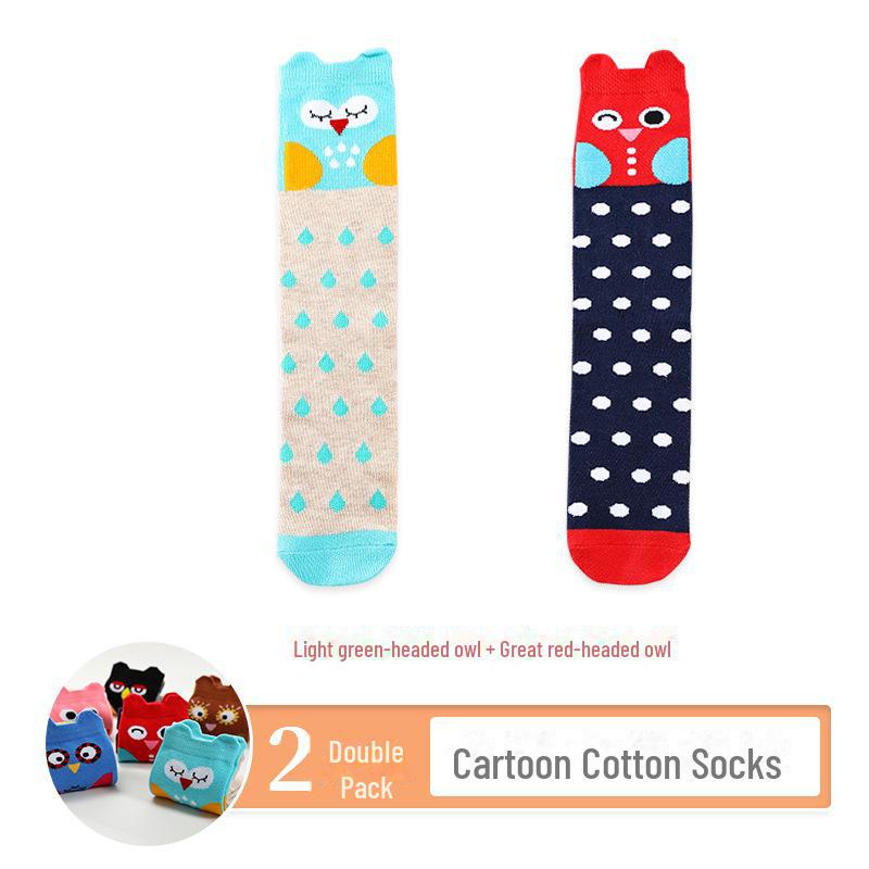 Kids' Cute Cartoon Knee-High Socks for Spring & Autumn - Mid-Tube, Long Pile Socks for Girls & Babies