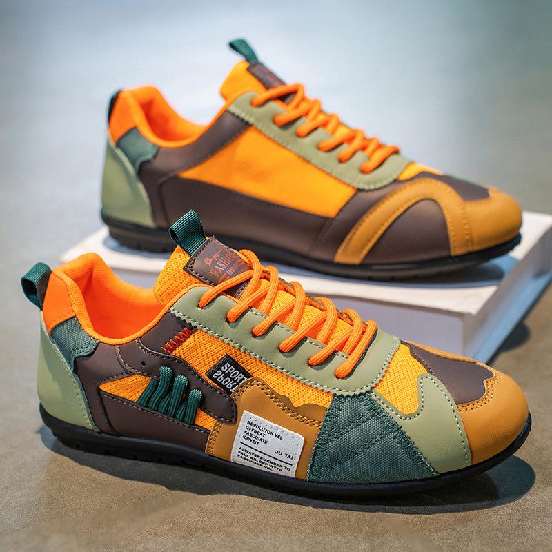 Men's Breathable Casual Sports Shoes - Comfortable Lace Up Shoes, Durable Fabric Upper and Stylish Contrasting Colors, Outdoor Activities