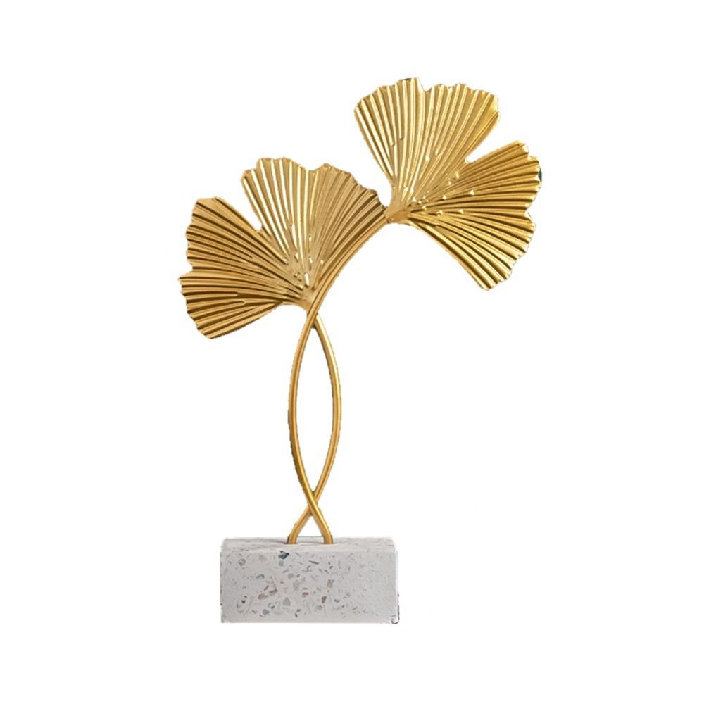 Golden Iron Gold Leaf Cement Base Ornament  Hotel Room Desktop Decoration
