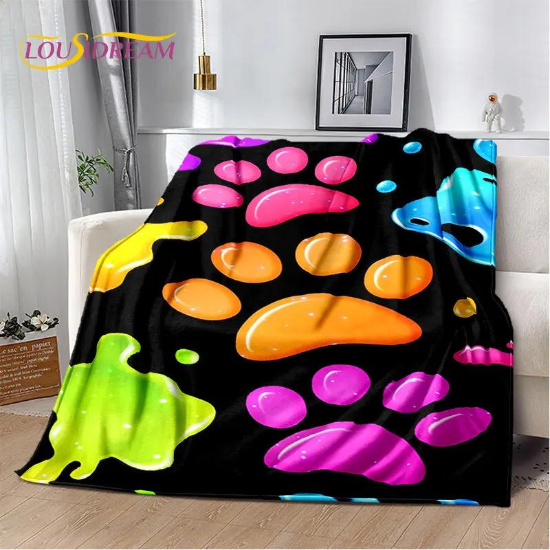 Pets Footprint Sole Series 3D Soft Plush Blanket, cobertor de flanela para sala de estar, quarto, cama, sofá, piquenique, capa para crianças