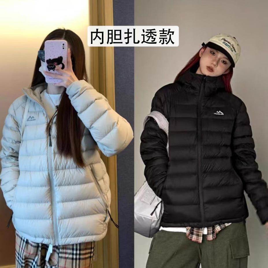 Ribs light and thin short couple retro bread clothes hooded versatile solid color large size warm winter down cotton clothes tide