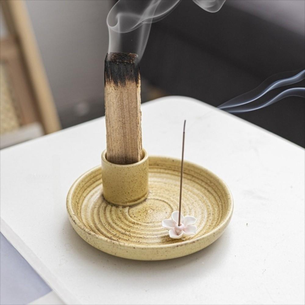 Multifunctional Ceramic Incense Burner Candles Holder 3 in 1 Incense Stick Holder Censer Flower Proof Smudging Stand Living Room