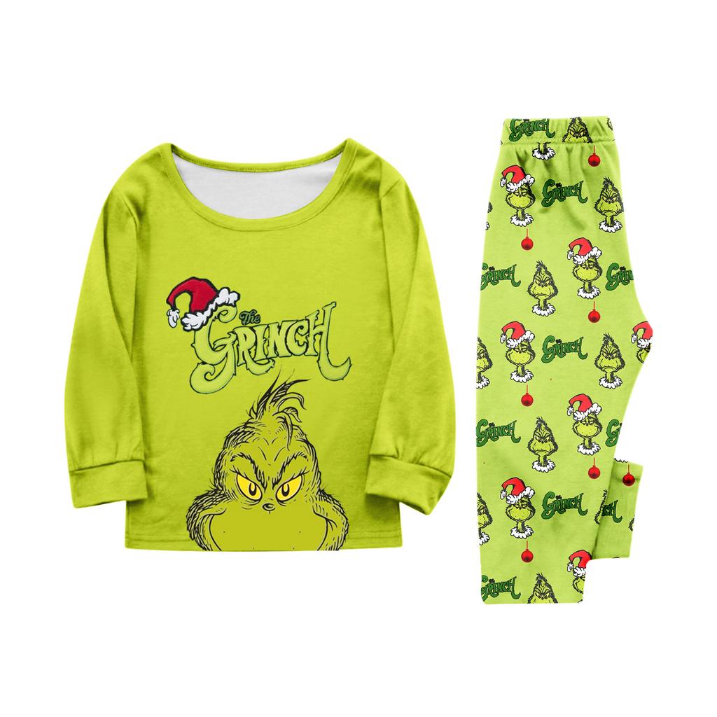 Costum de casă cu imprimeu de Crăciun părinte-copil, bluză cu mâneci lungi și pantaloni