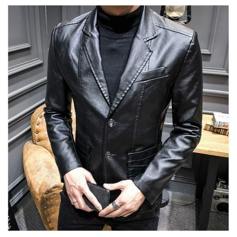 slim pu leather jacket