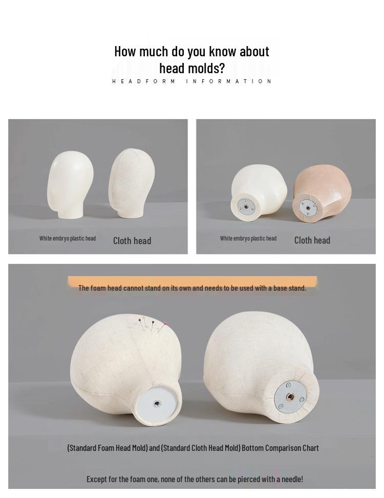 Desktop Female Mannequin Hat and Wig Display Stand