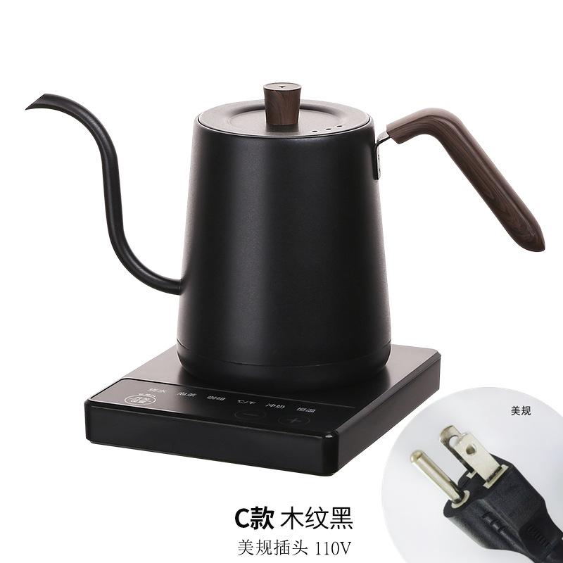 Titanium Silver Gray Gooseneck Kettle Electric Kettle Temperature Control Coffee Pot Stainless Steel Slender Spout Tea Kettle