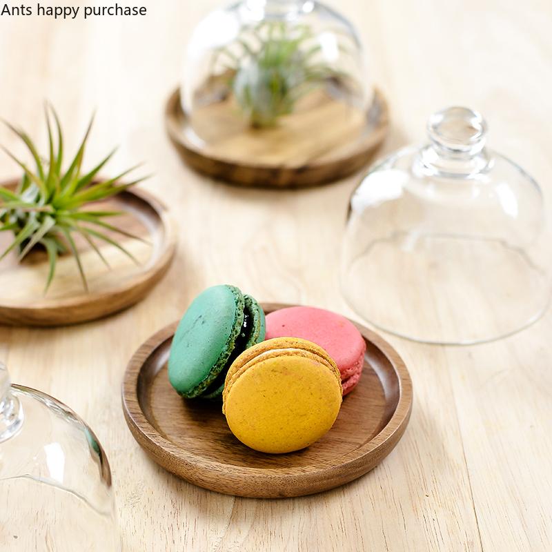 Mini Cake Stand Dessert Cup Wooden Tray Glass Cover Dessert Plate Cake Plate Fruit Dim Sum Plate Afternoon Tea Display Stand