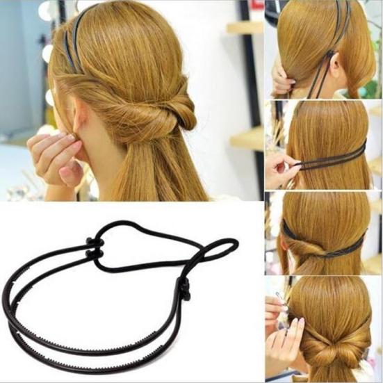 Lady Hair Hoop Band Headband Elastic Rubber String Easy Hair Styling Making Tool