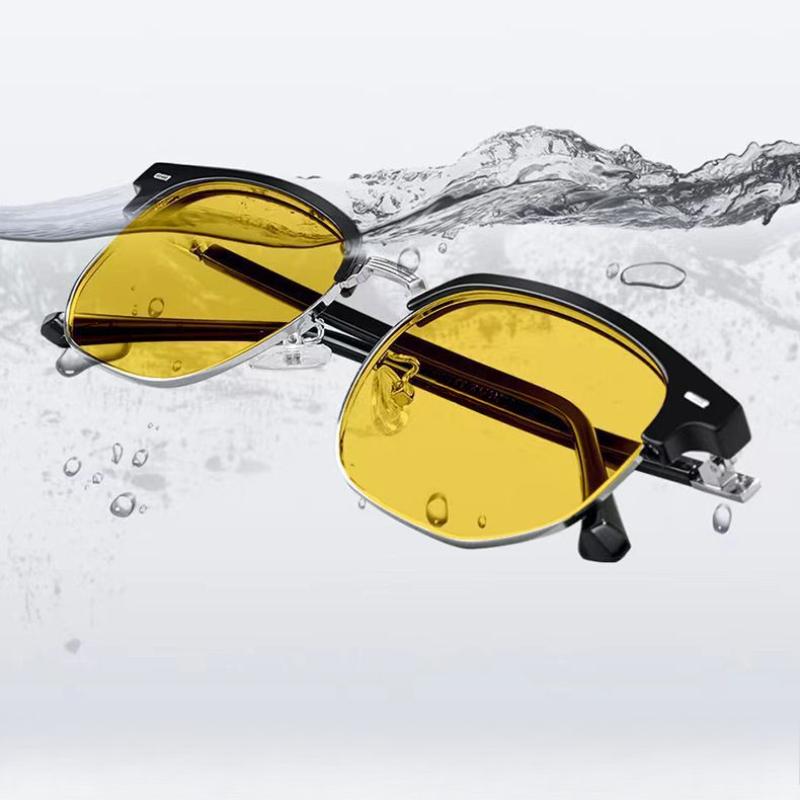 Retro Rivet Square Photochromic Semi-Rimless Women Men Eyeglasses Ultraviolet-proof Night Vision Goggles Men Glasses
