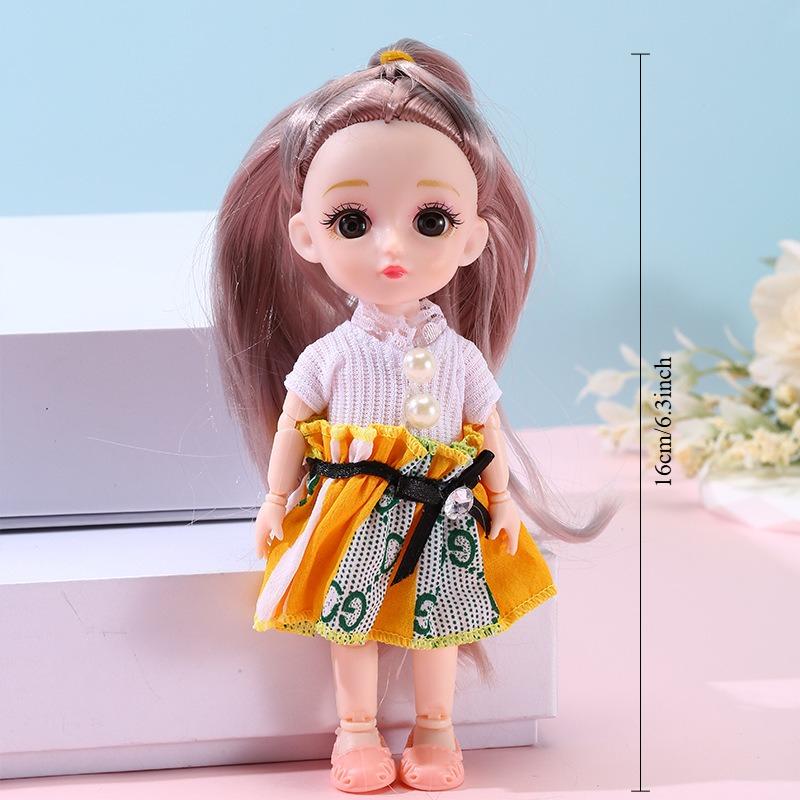 16cm Cute Girl Princess Doll 1/12 with Clothes and Shoes DIY Movable 13 Joints Fashion Dress Up Figure Gift Child BJD Doll Toys