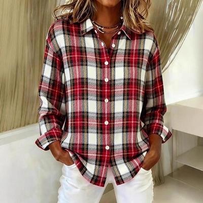 Summer 2025 Women's Trendy Plaid Long-sleeved Shirt