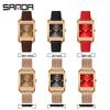 Sanda Women's Retro Leather & Mesh Strap Casual Wristwatch