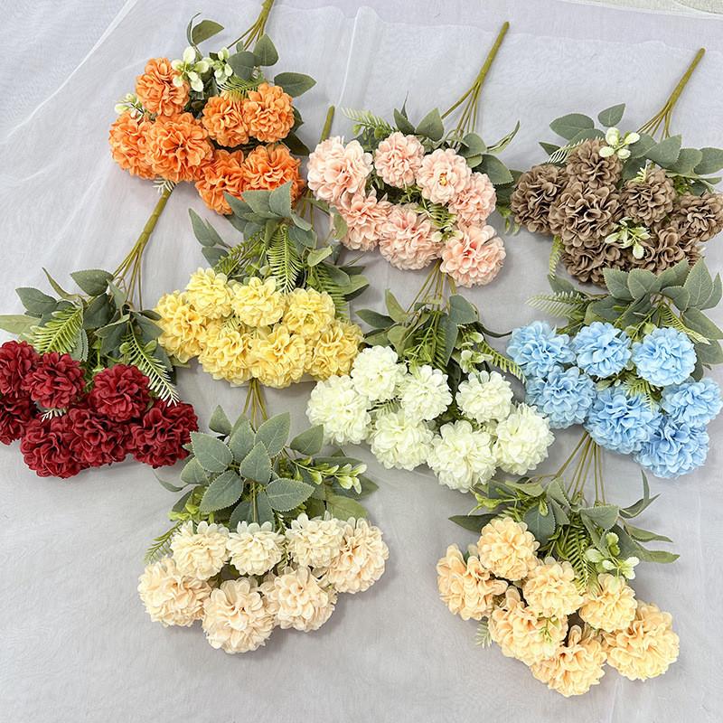 Spring Qi Seven Branch Edge Ball Artificial Flower Wedding Decor For Photography And Home Use