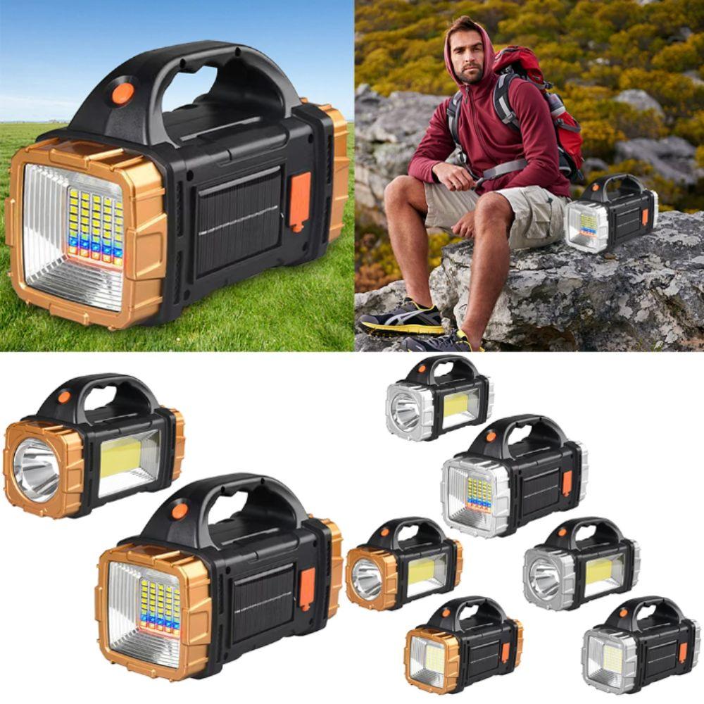 Powerful LED LED Flashlight USB Rechargeable IP44 Waterproof Camping Torch Solar Rechargeable 8 Lighting Modes
