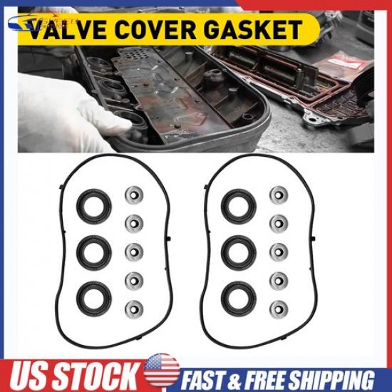 

2x Engine Valve Cover Gasket Set Black For 2003-07 Honda V6 Accord 12030-RGL-A00