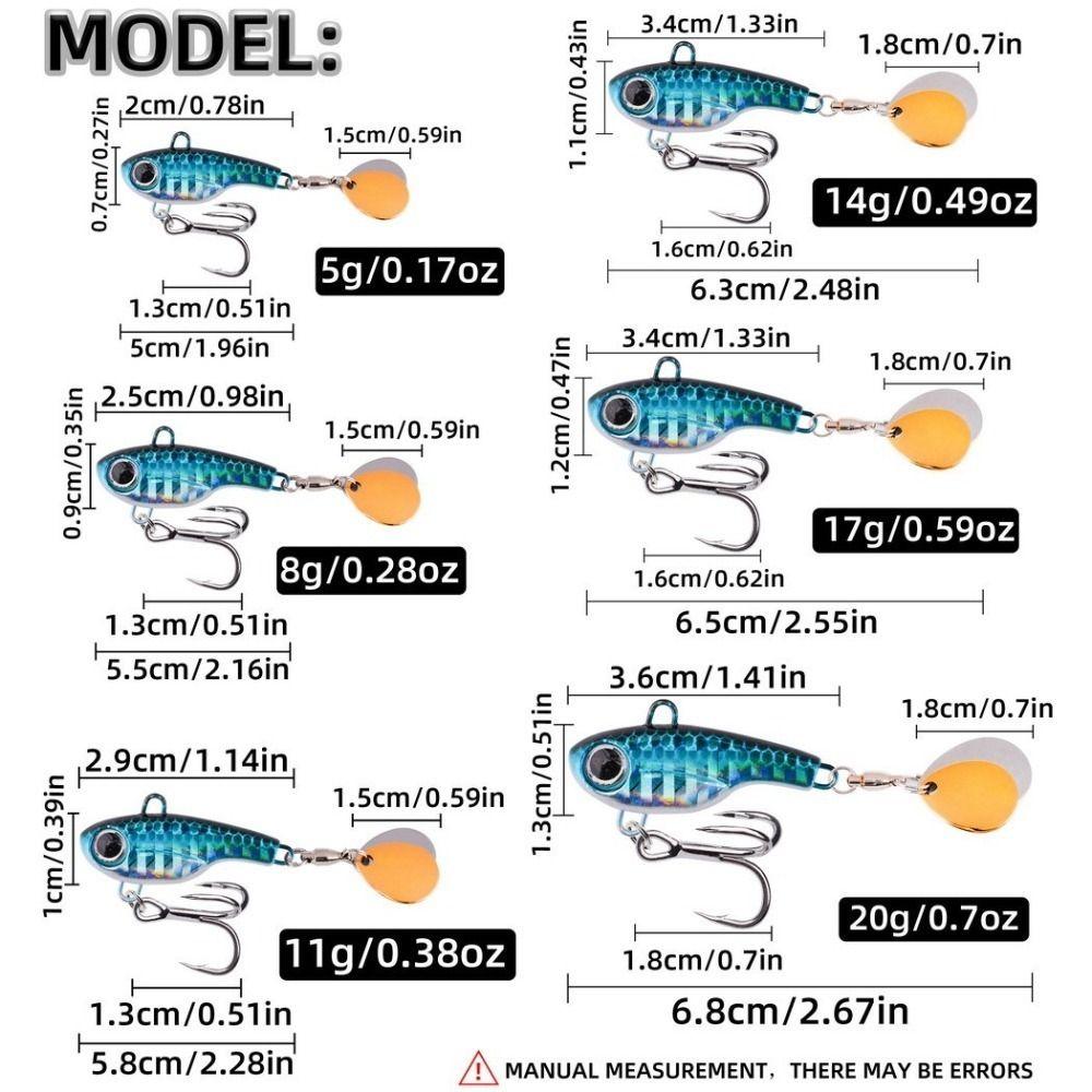 5pcs Set 5g 11g 14g 17g 20g Fishing Lure With Spoon Vibration Spinner Sinking Bait  Outdoor Sports