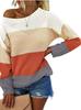 European & American Color Block Round Neck Casual Knitted Pullover Sweater