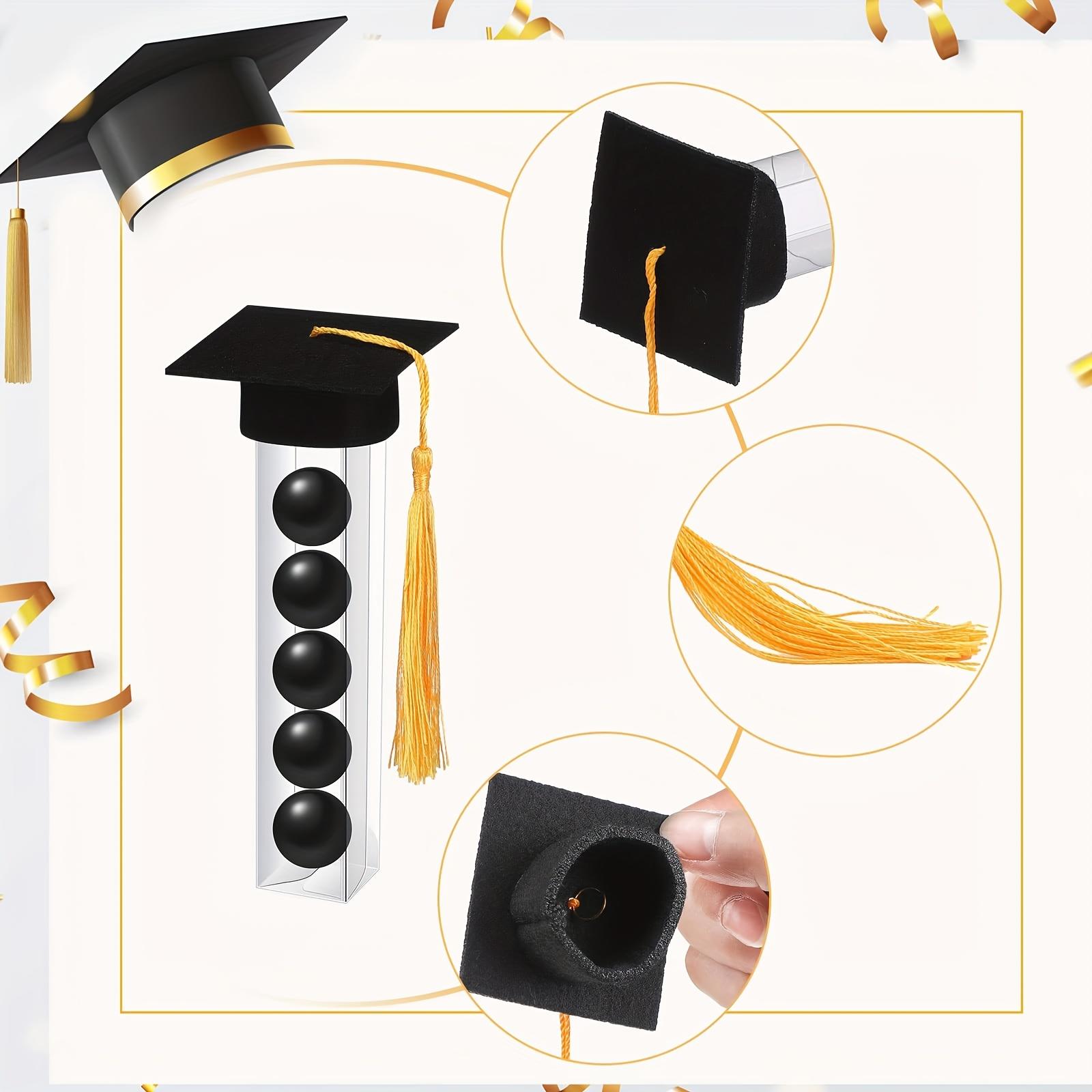 

10Pcs Graduation Hat Candy Gift Box Transparent Graduation Decoration Graduation Party Gift Supplies with Tassel Decoration 10pcs