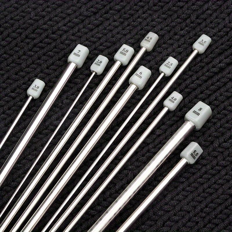 Knitting Needles, Metal Knitting Needles 35cm Long, Steel Knitting Needles for Beginners Adults, Single Point Knitting Pins 2.0mm,3.0mm,4.0.mm,5.0mm