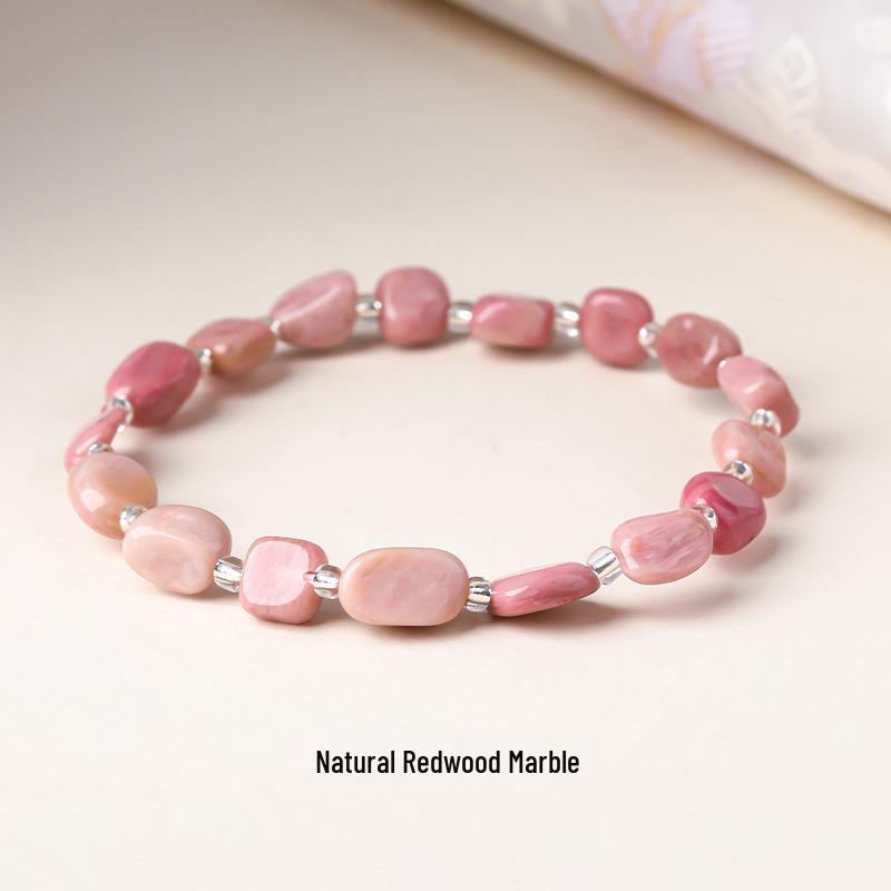 Original Natural Stone Beaded Bracelet - Women's Irregular Shape Crystal for Seaside Vacation Style