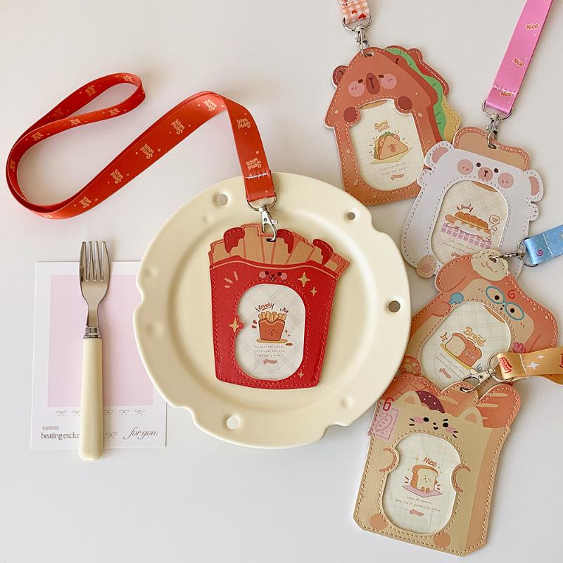 Cute Cartoon Capybara Animal Decoration Set Campus Card Protection Set Small Card Key Chain Pendant Photo Storage Protector