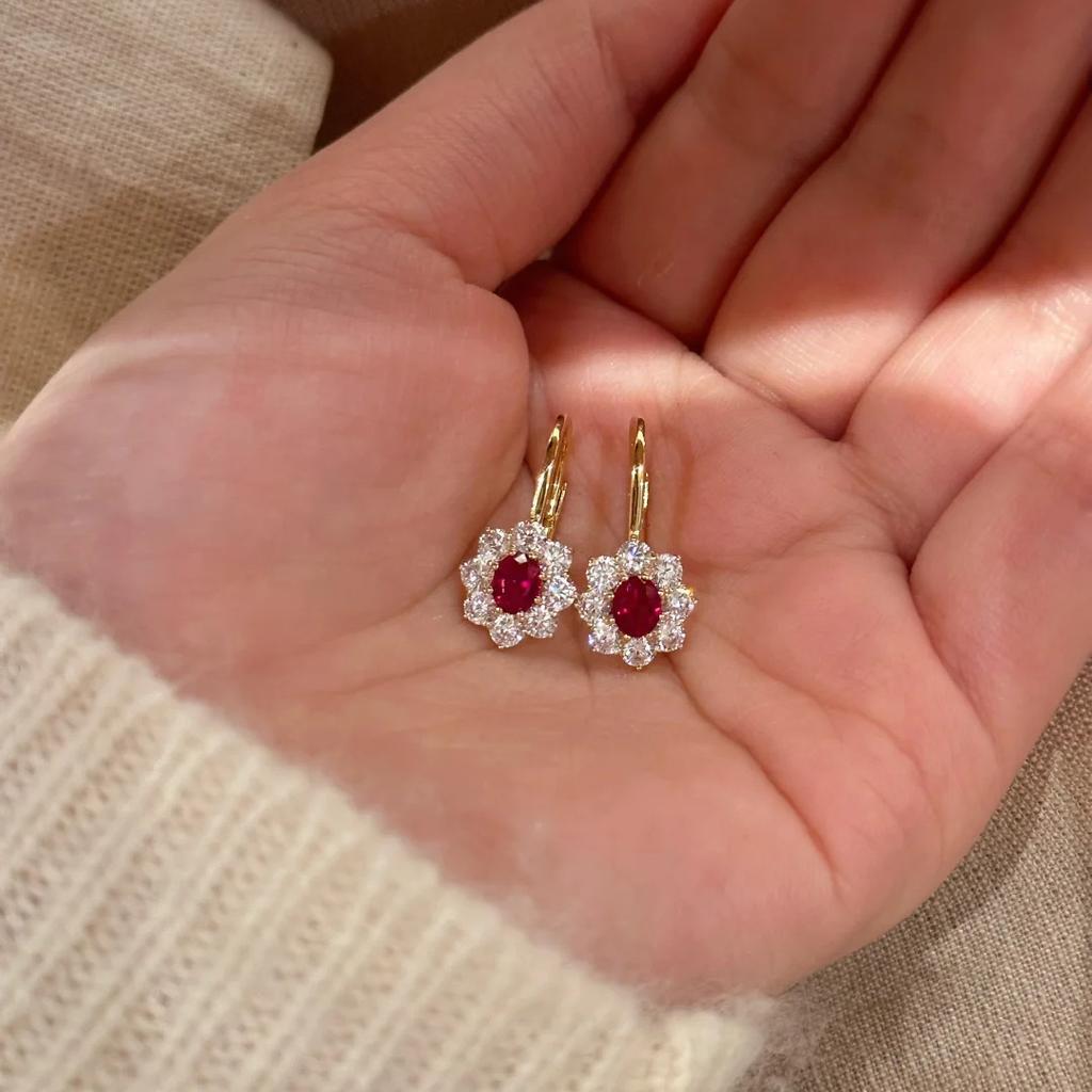 2026 High-end Weaving Design Blue Spinel Ring Light Luxury Red Corundum Earrings Colorful Treasure Set High Carbon Diamond Ear Buckle Women
