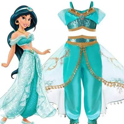 Aladdin Jasmine Princess Childrens Costume Set Off Shoulder Two Piece