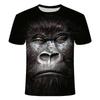 Animal Digital Print Men'S Short Sleeve, Funny Gorilla 3D Short Sleeve Summer T-Shirt Loose Tume
