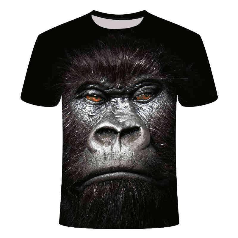 Animal Digital Print Men'S Short Sleeve, Funny Gorilla 3D Short Sleeve Summer T-Shirt Loose Tume