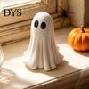 Outdoor Halloween Yard Decor Cute White Ghost Resin Statue, Big Eyes Figurine, Tabletop Decor, Gift for Friends Spooky Indoor Fall Harvest Ornament