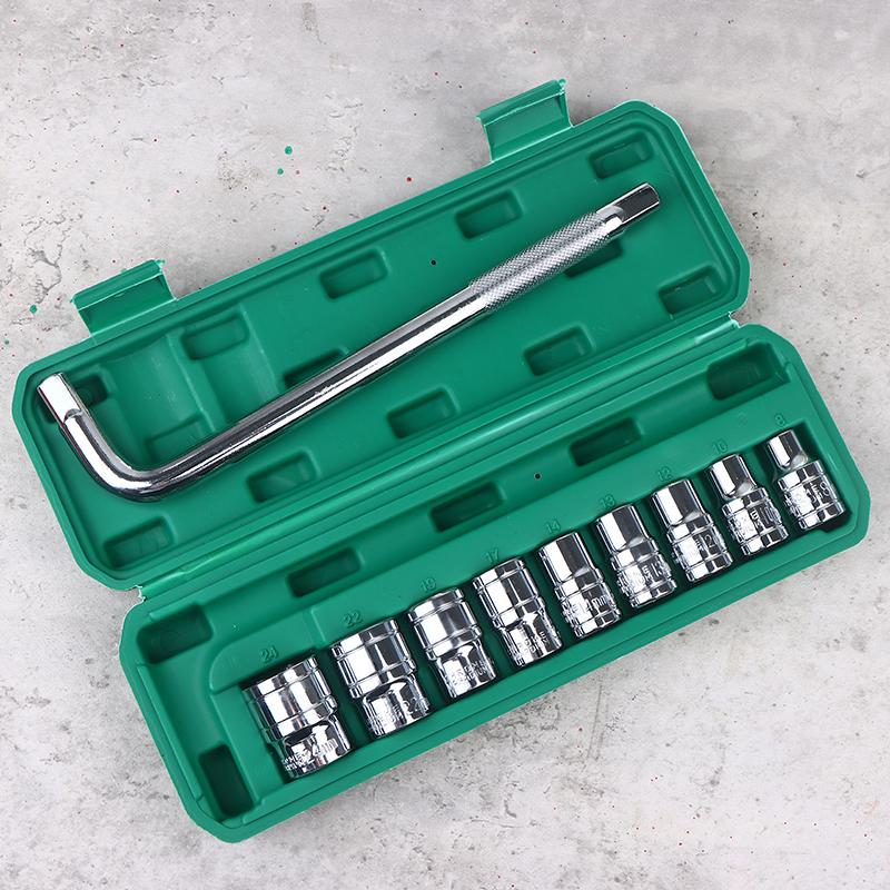 10Pcs/Set Socket Wrench 1/2-Inch Drive With Way Quick Released Hex Socket Ratchet Handle And Bent Rod Mechanic Tool Kit