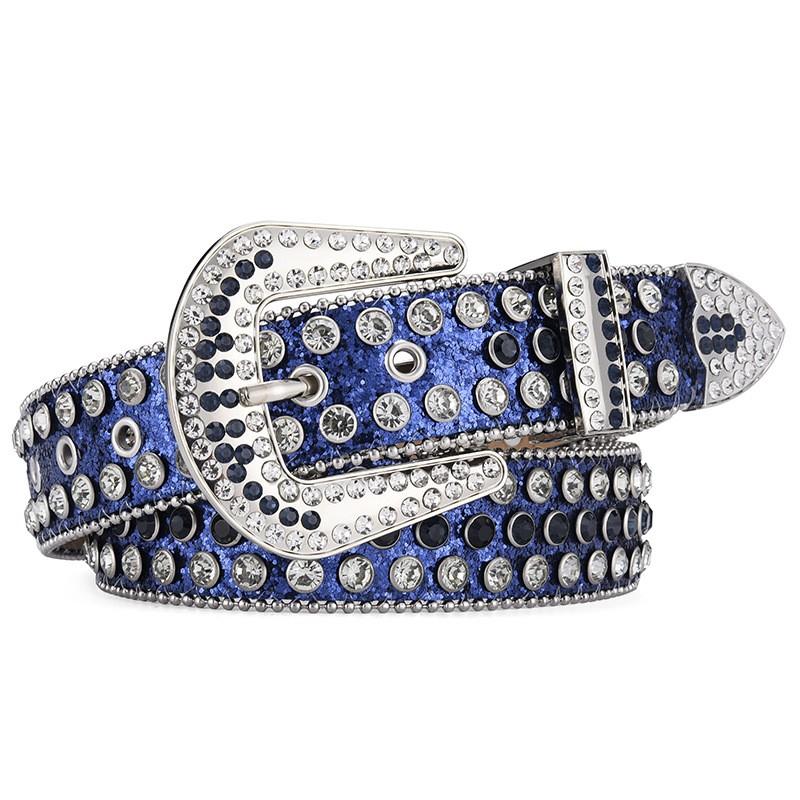Amazon Fashion Men's and Women's Belts Punk Style Rock Trend Flow Rivet rhinestone Inlaid Wide Belt Women's Versatile Jeans Belt