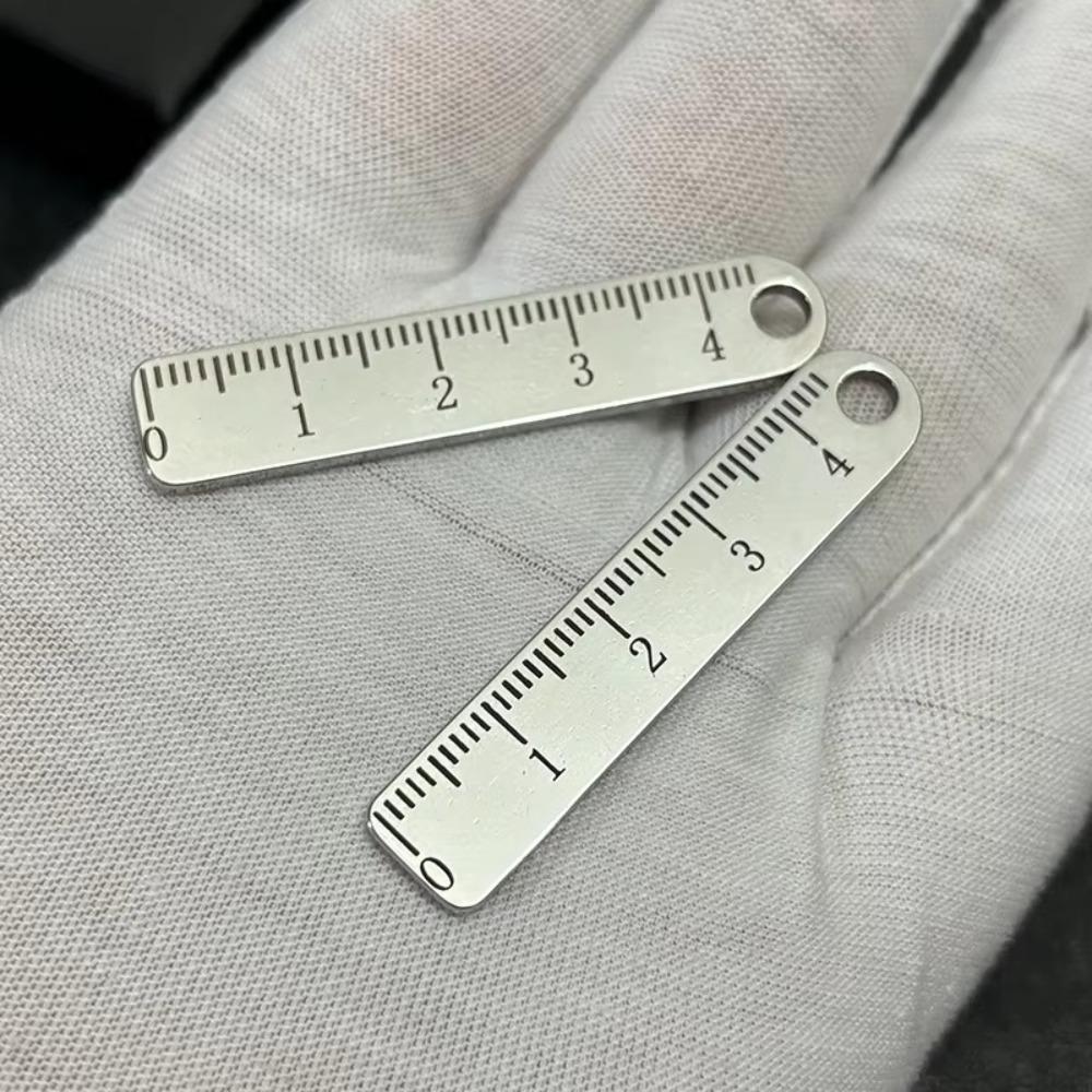 Portable Stainless Steel Mini Ruler Anti Lost Small Size Metal Ruler Keychain Mini Straight Ruler School Supplies