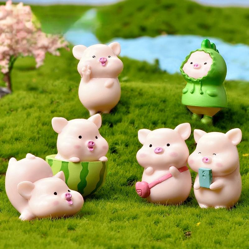 

7pcs Cute Little Pig Doll Ornaments Desktop Cake Decoration Car Micro Landscape DIY Home s 7pcs