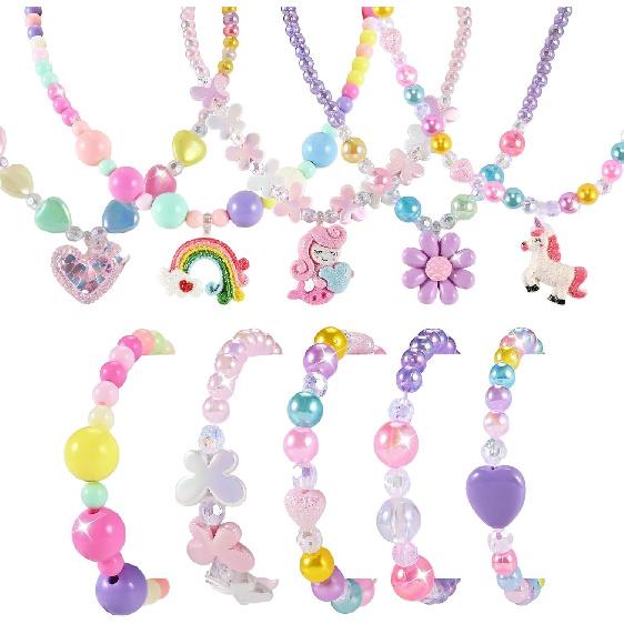 Faburo 12pcs Toddler Jewelry for Girls -6 Necklaces, 6 Bracelets | Little Girls Jewelry Kids Mermaid Necklace for girls, Kids Jewelry Necklace