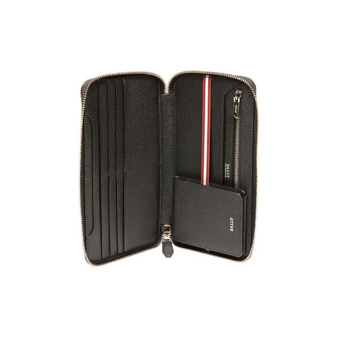 Bally Tirk Embossed Travel Wallet Men Wallet Black 6232134