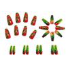 Gradient Feather Texture Nail Art Stickers - Red, Orange, Green Ballet Style False Nail Tips