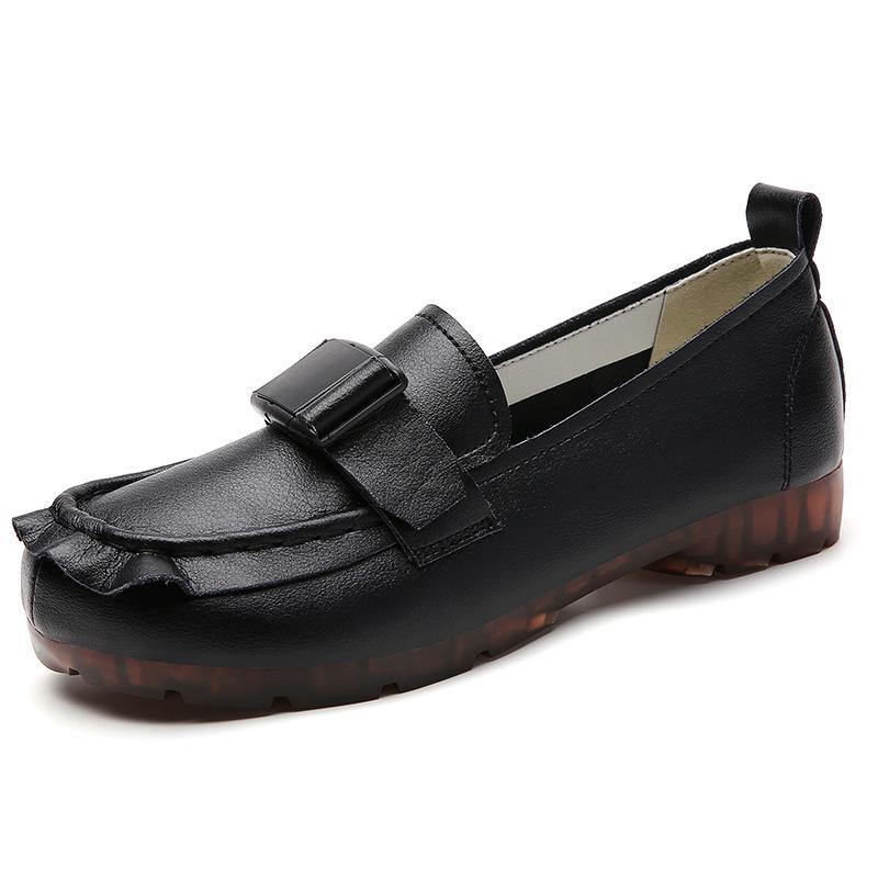 2022 Autumn Ethnic Style Buckle Slip-on Women's Korean Fashion Loafers - Soft Upper & Sole Mother's Shoes