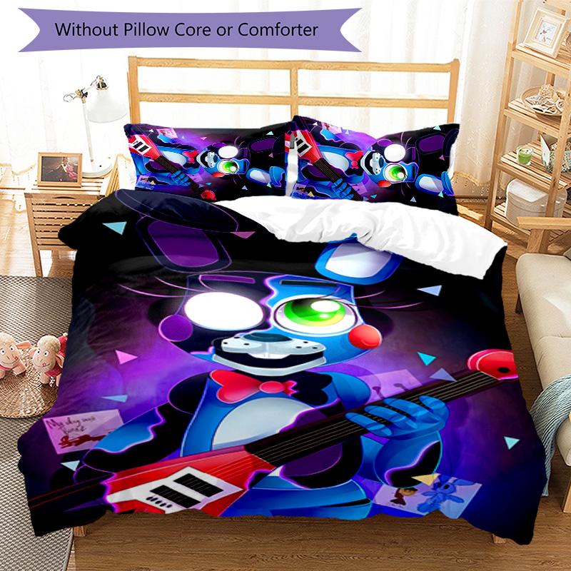 Set di biancheria da letto a tema Five Nights at Freddy's da 3 pezzi, set copripiumino include copripiumino e federe, decorazione perfetta per la camera da letto in ogni stagione e regalo